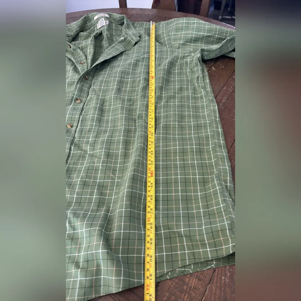 L.L. Bean Olive Green Zip-Up Fleece Jacket With Button Up Shirt Preppy Cabincore